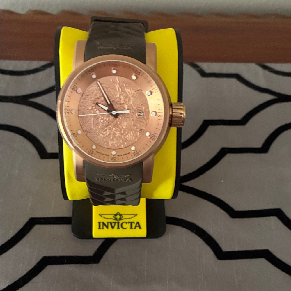 Invicta Rose Gold Watch with Olive Strap